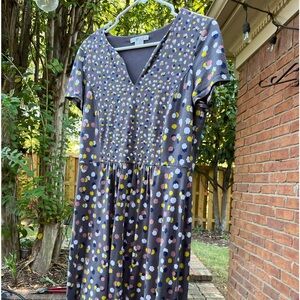 Boden Gray Flower Emory Jersey Dress size 10 L
